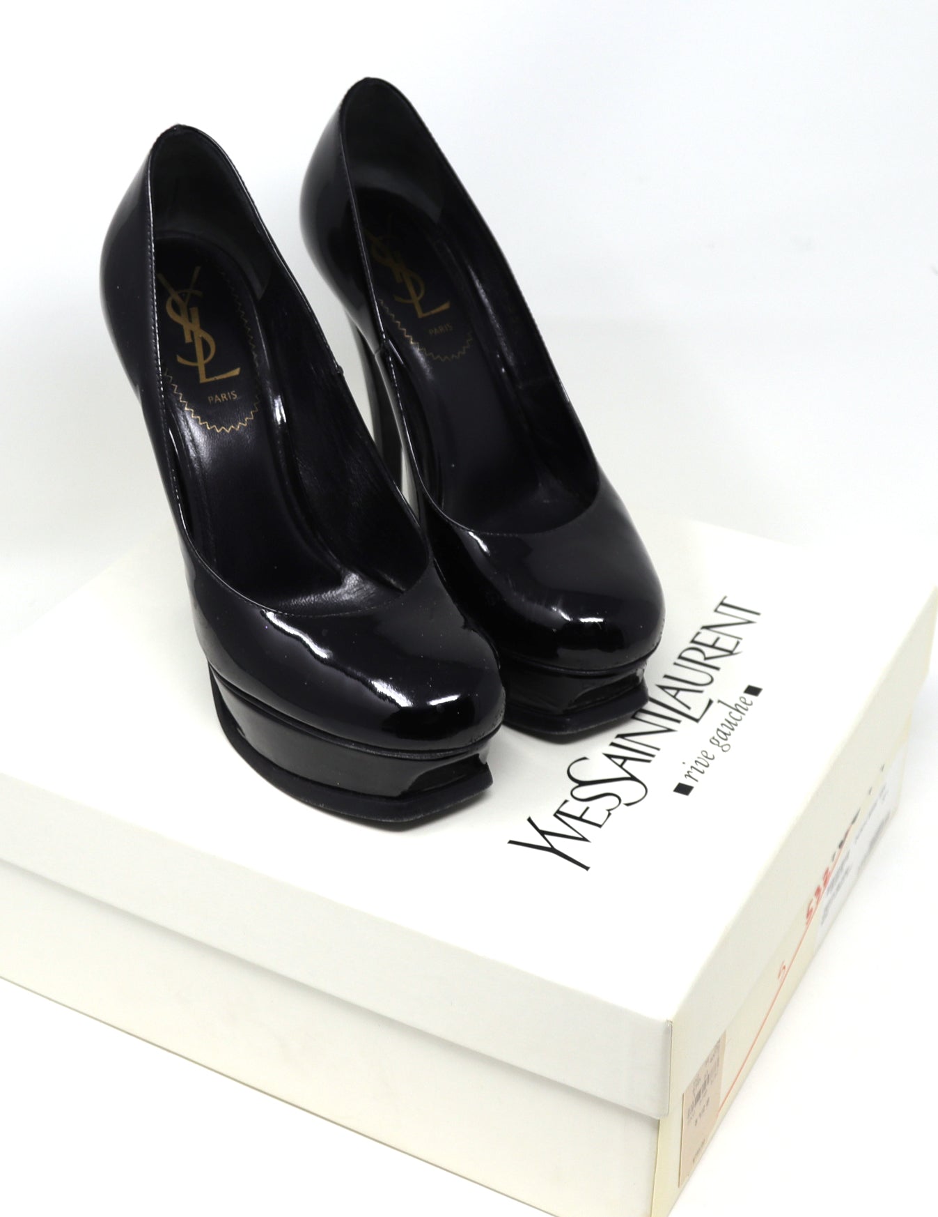 YSL Tribute 105 pump vitello vermice soft nero