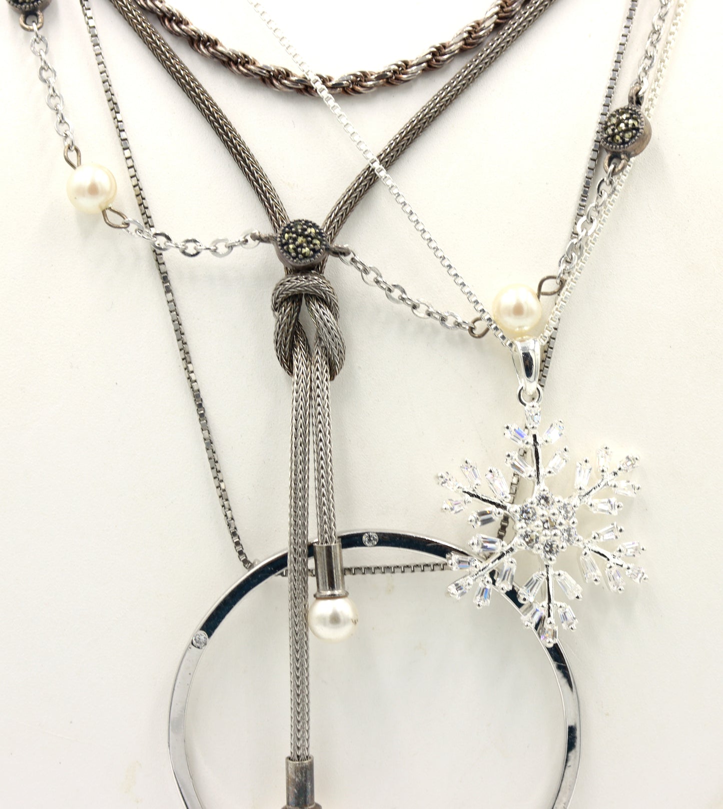 Group lot of 5 Vintage 925 sterling silver necklaces