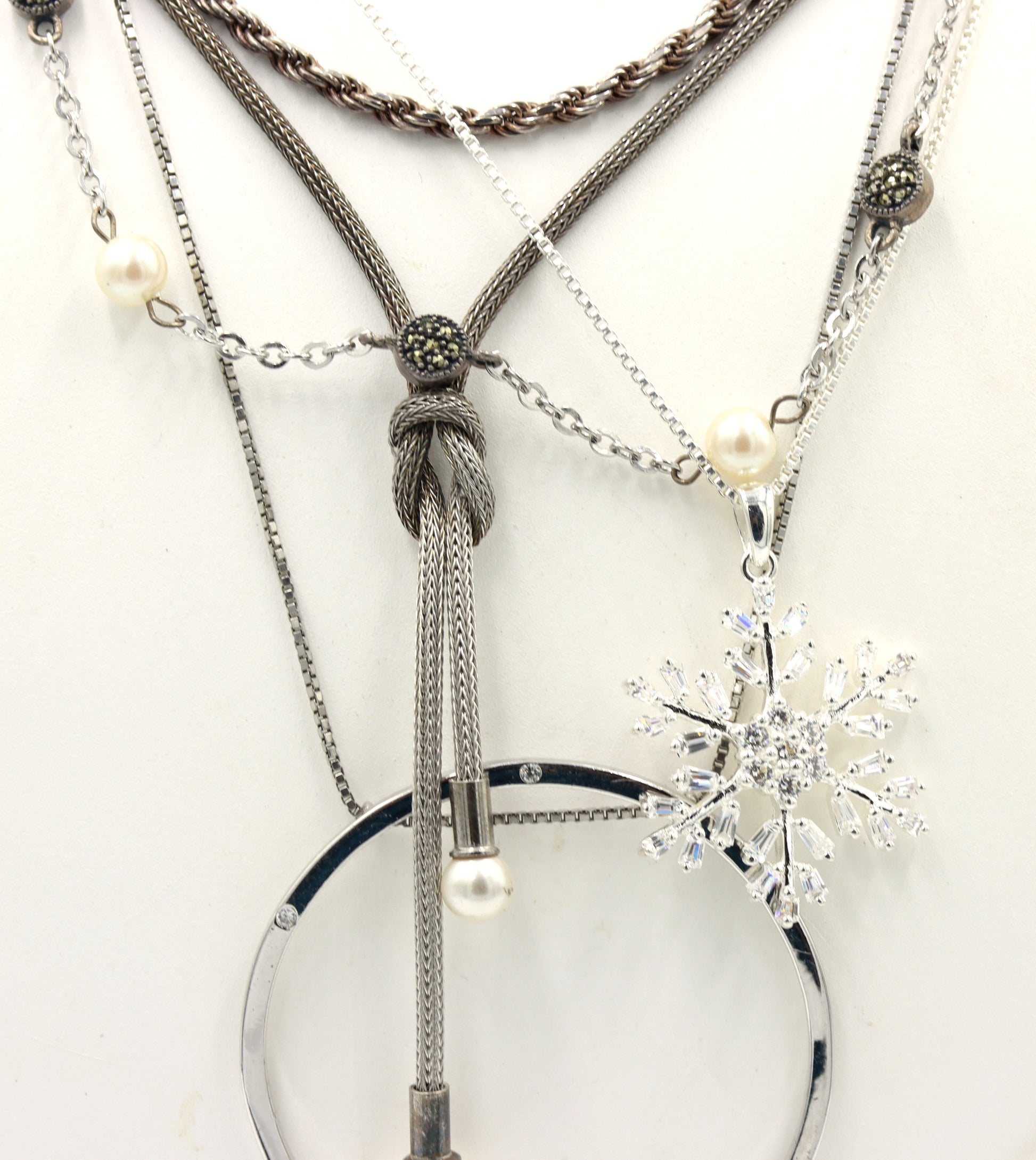 Group lot of 5 Vintage 925 sterling silver necklaces