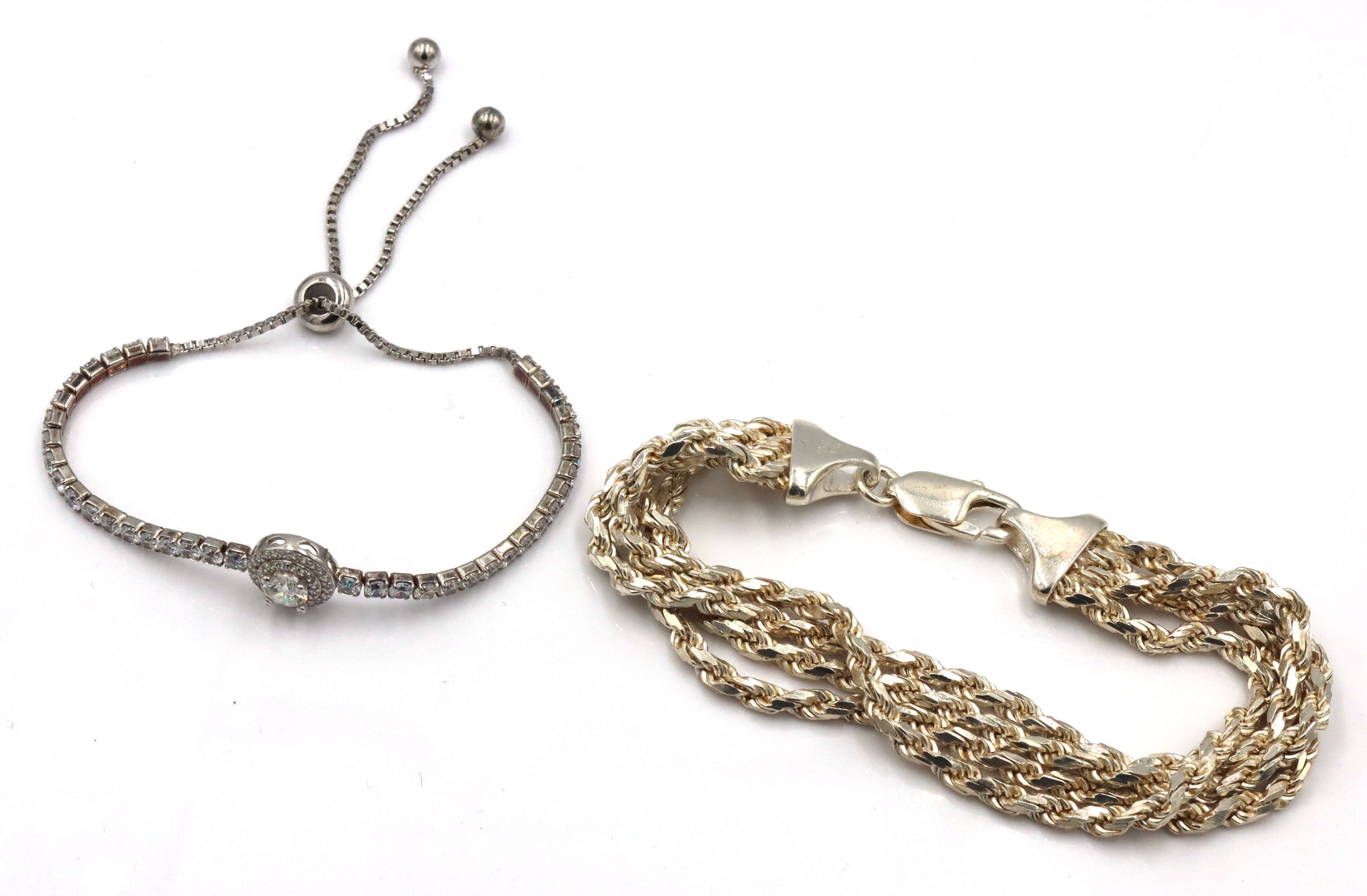 Lot of 2 Vintage 925 sterling silver bracelets