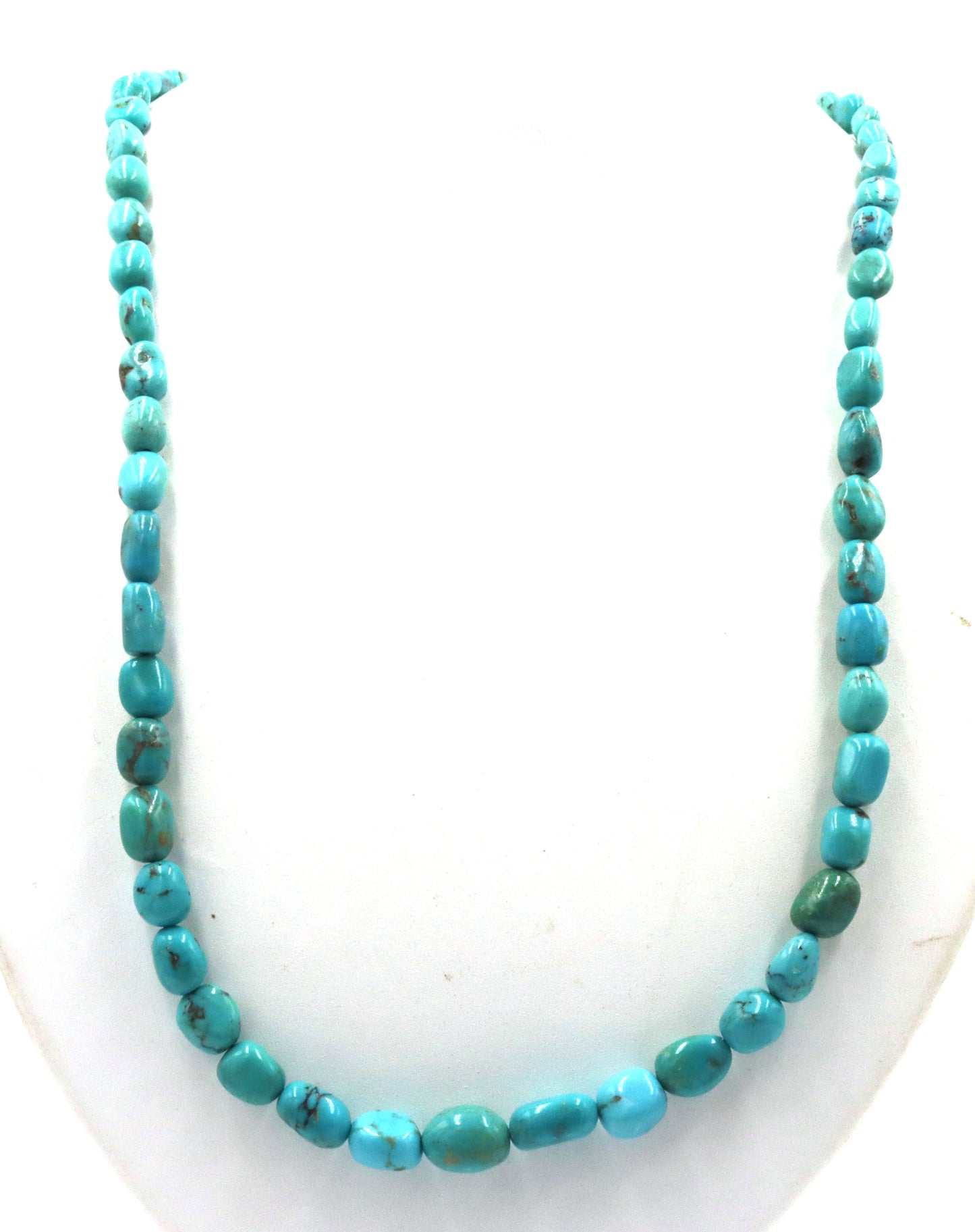 Turquoise beaded necklace with silver clasp