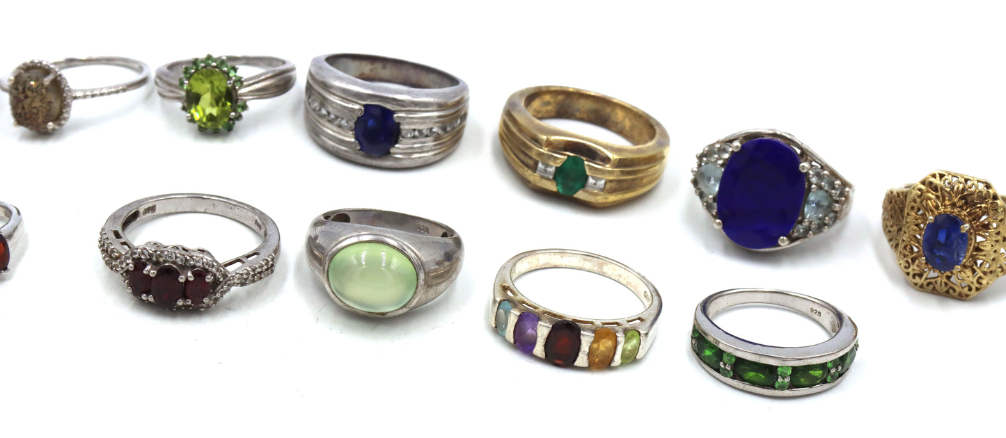 Big group lot of Vintage 925 sterling silver rings