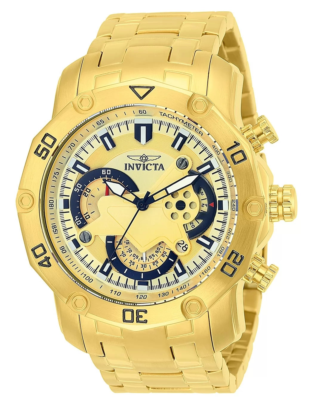 Invicta Women's Pro Diver Quartz Multifunction Gold Dial Watch