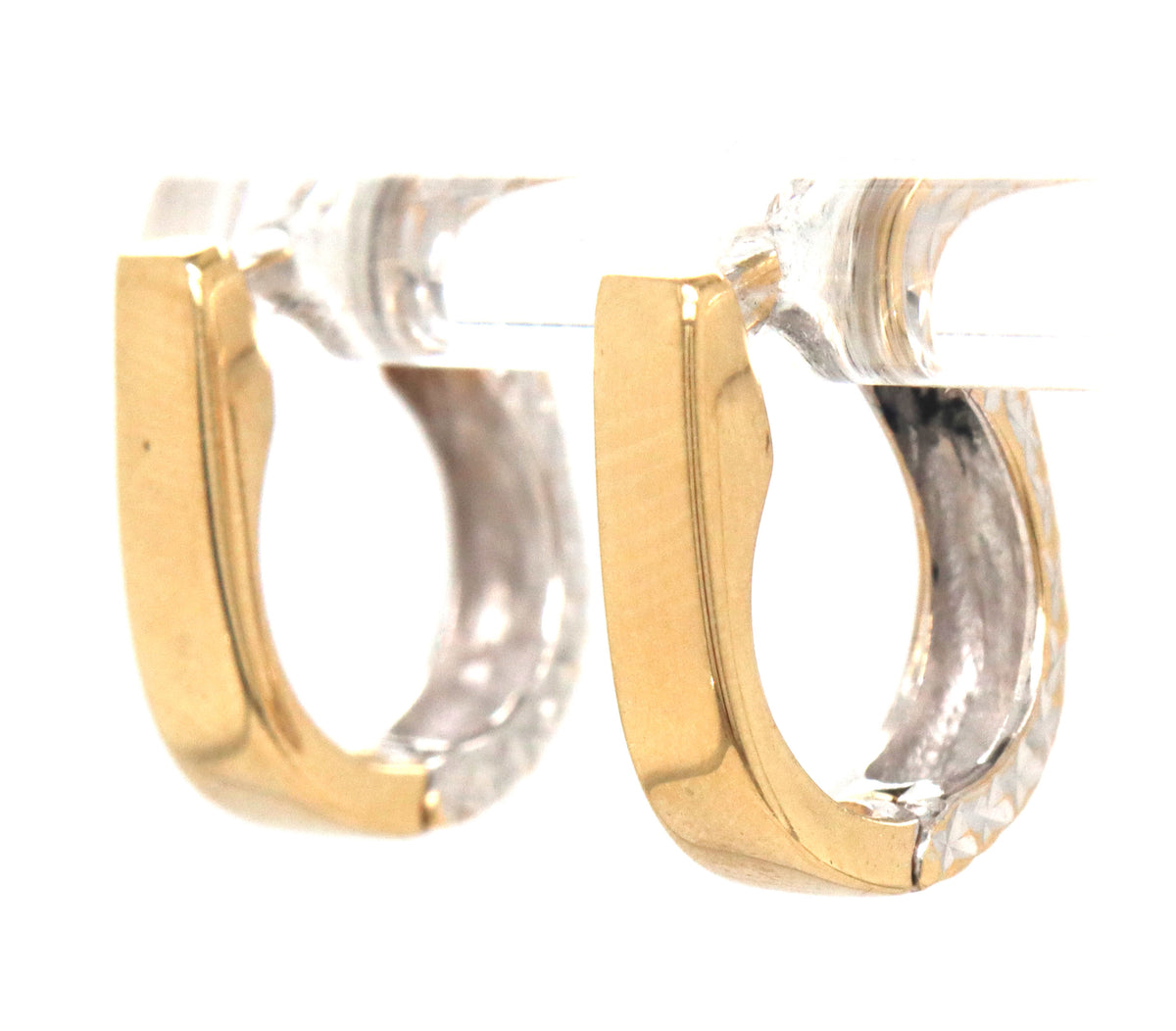 14kt two tone reversible oval hoop