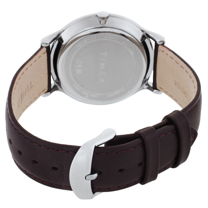 Timex Metropolitan Mens Quartz Blue Dial Brown Leather Strap Watch