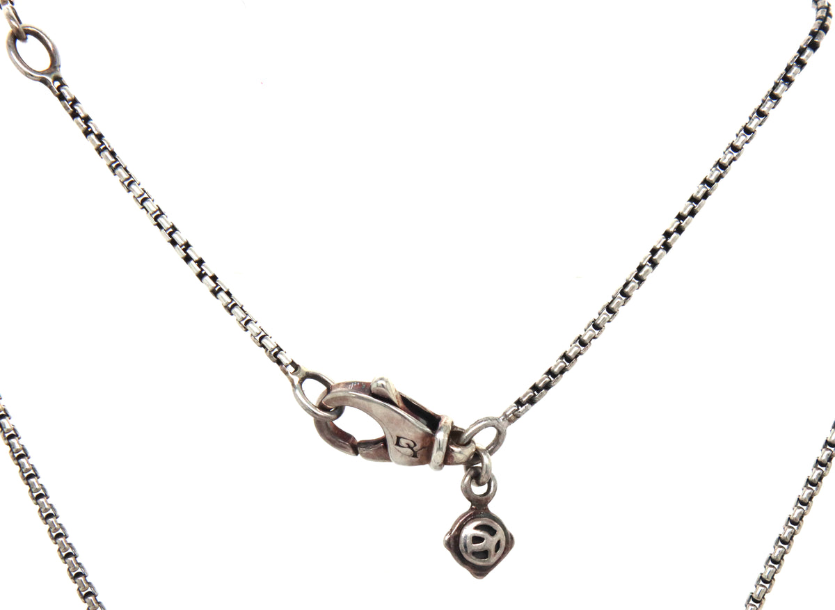 David Yurman cable wrap blue topaz and diamond pendant on adjustable chain