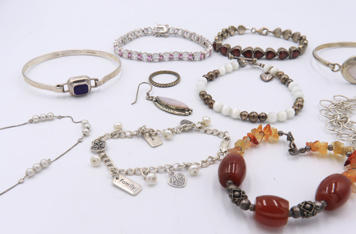 Lot of Vintage 925 Sterling Silver Gemstone Bracelets