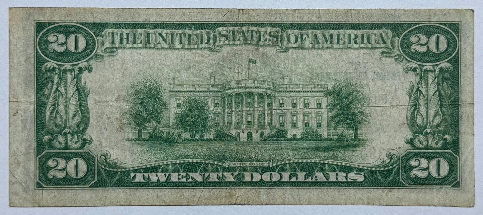 1929 $20 Federal Reserve Bank Note Richmond, Virginia (District E) National Currency Series 1929