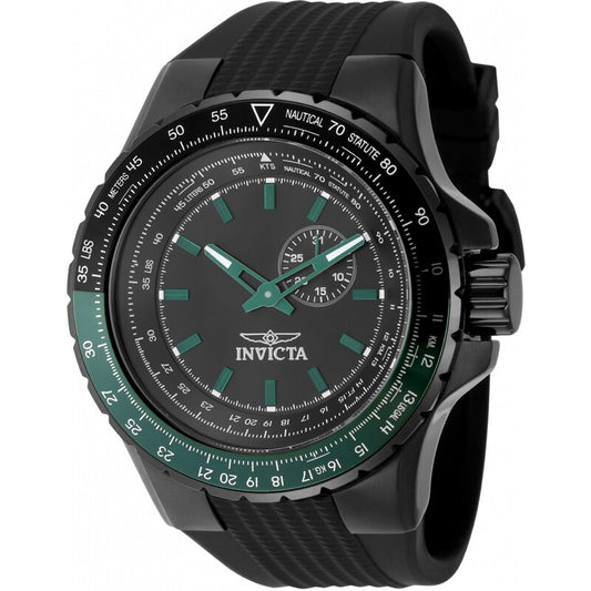 Invicta Aviator Mens Quartz Black Dial Black Silicone Strap Watch