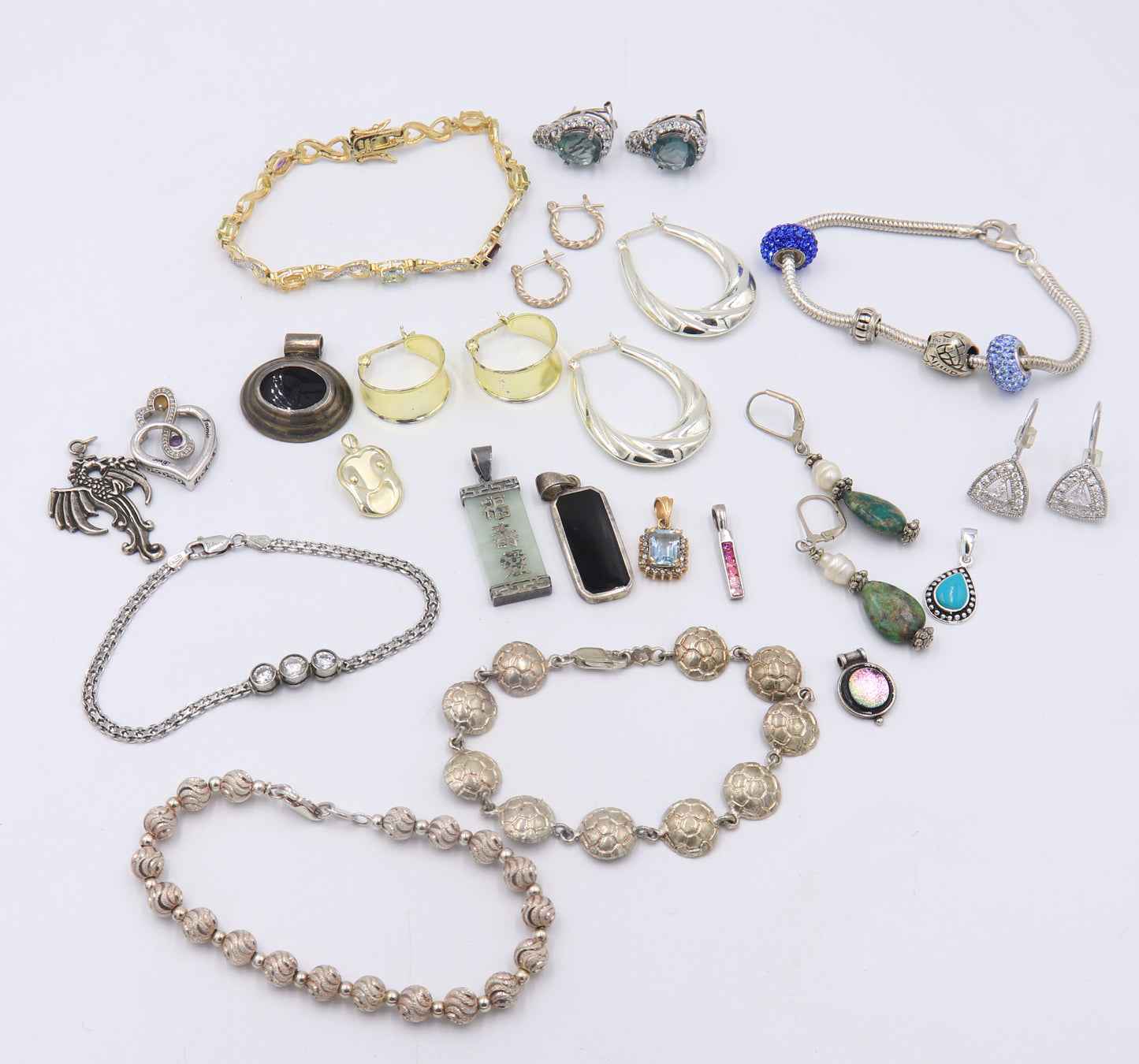 Group Lot of Vintage 925 Sterling Silver Miscellaneous Jewelry