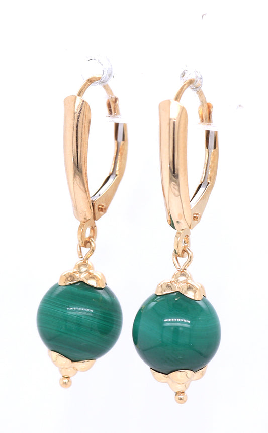 14kt Yellow gold Malachite dangle earrings