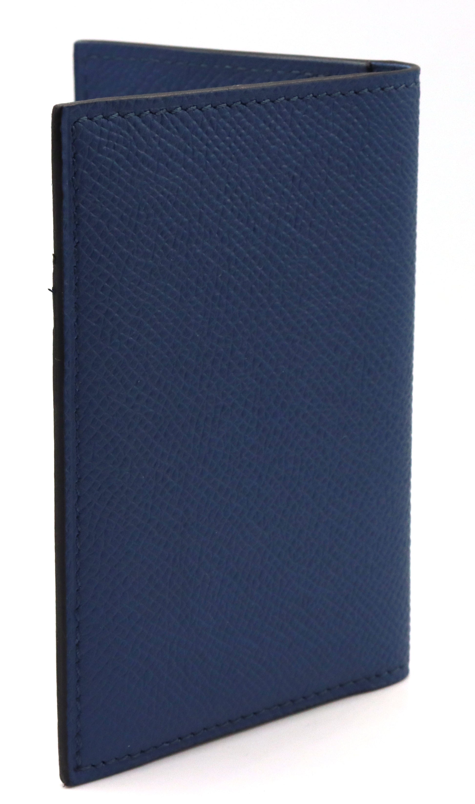 Hermes blue leather compact car holder wallet
