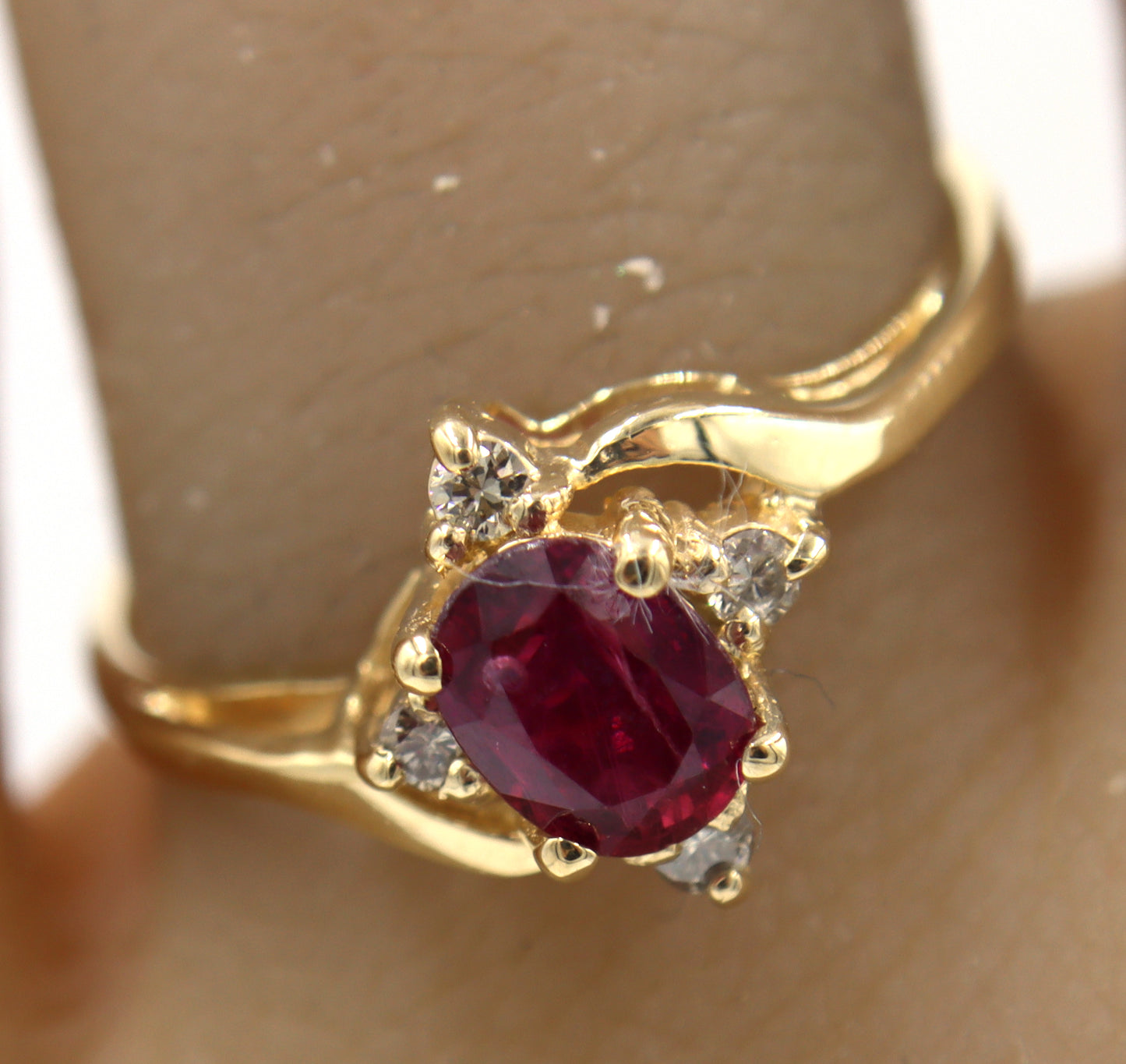 14kt Yellow gold 0.50ctw ruby and diamond accent ring