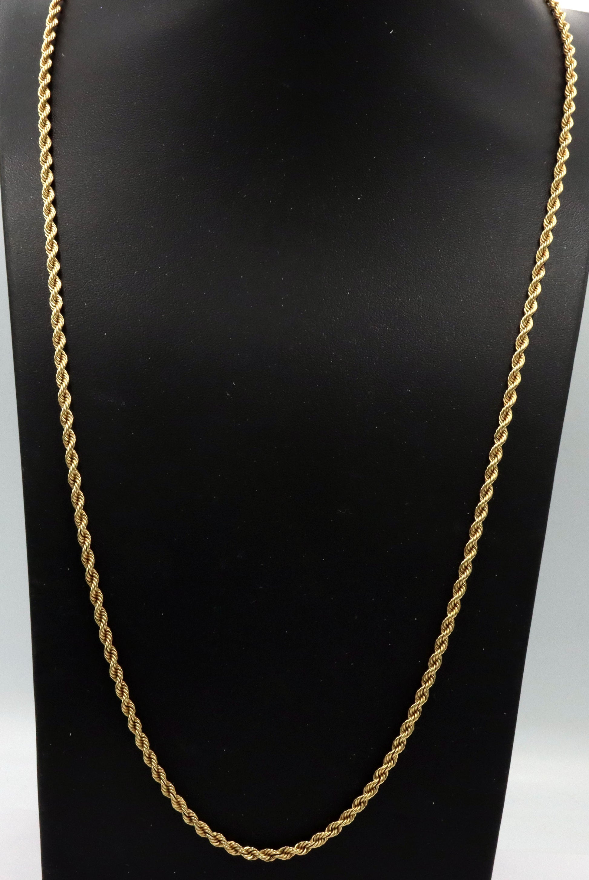 14kt Yellow gold long rope chain necklace