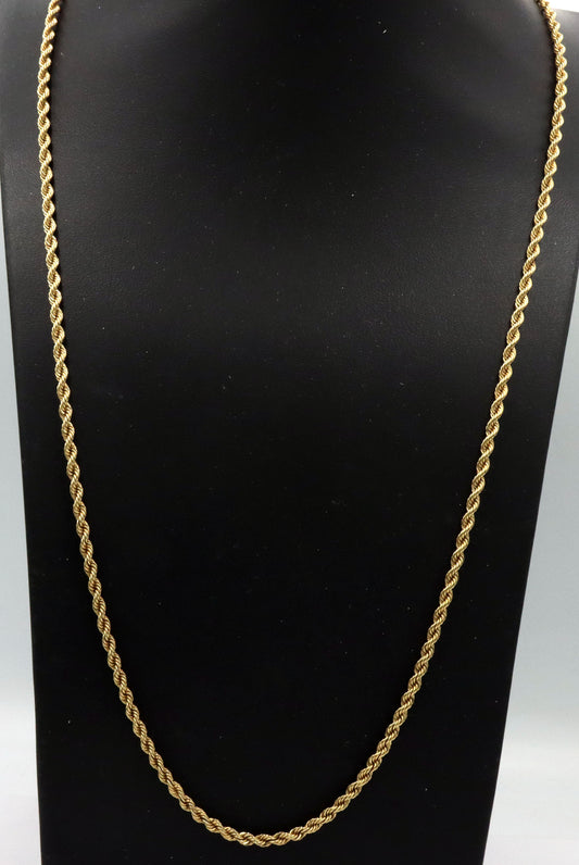 14kt Yellow gold long rope chain necklace