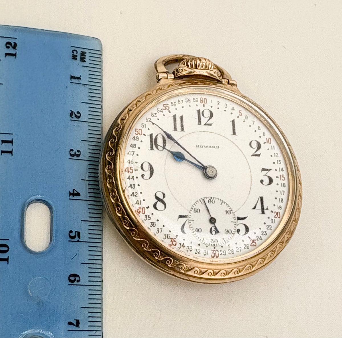 10KT Yellow Gold Filled Antique E.Howard&Co Series 10 Opan Face Railroad Pocket Watch From 20Th Cent