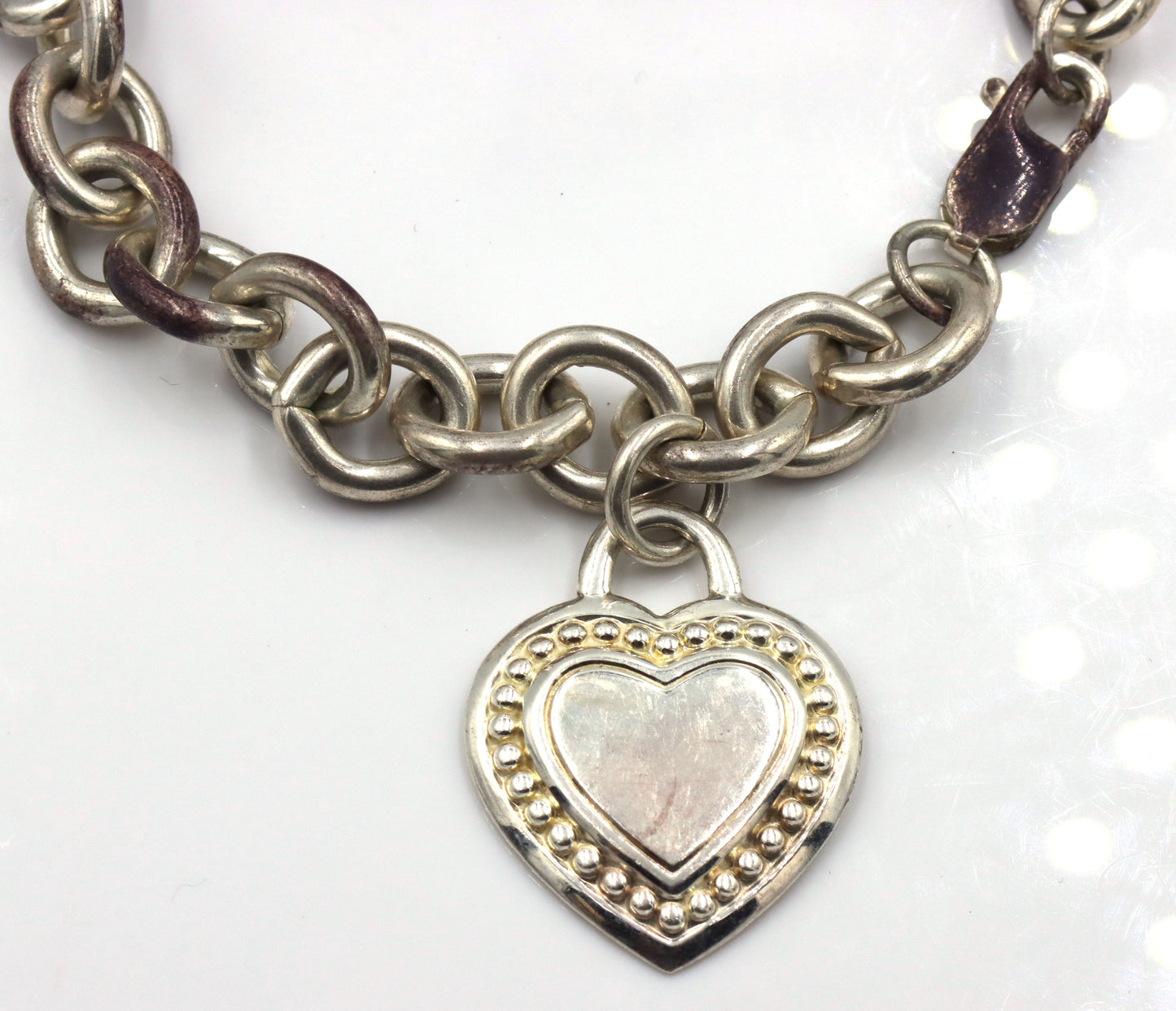 Judith Ripka Link Bracelet With Heart Charm
