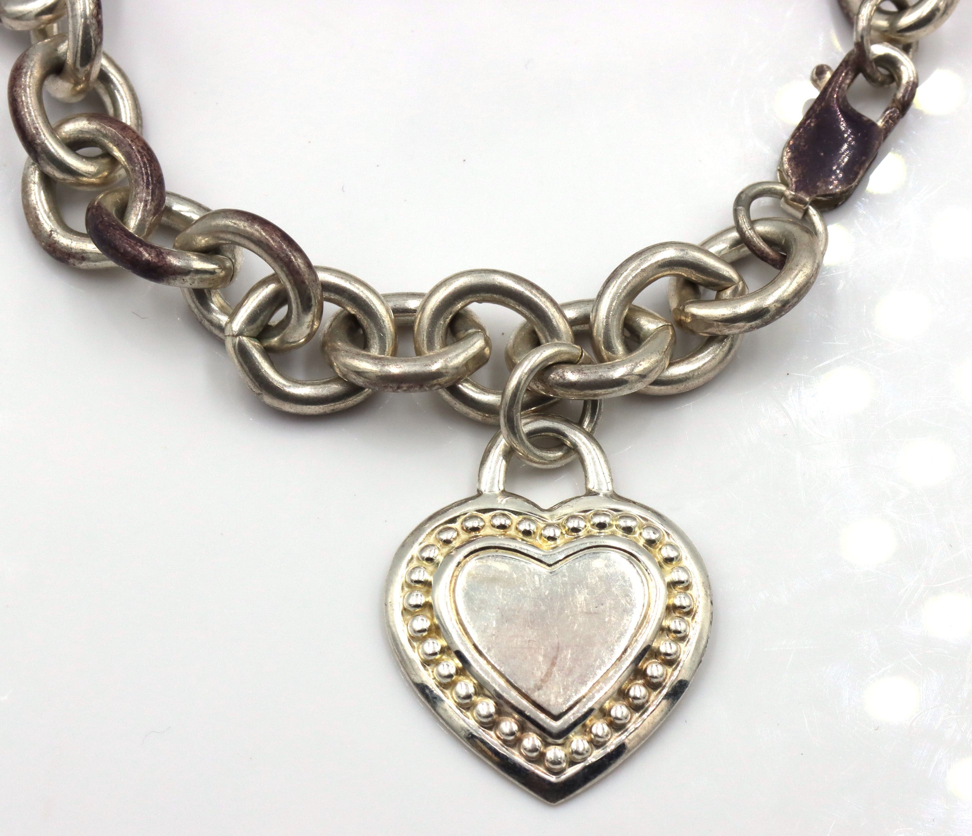 Judith Ripka Link Bracelet With Heart Charm