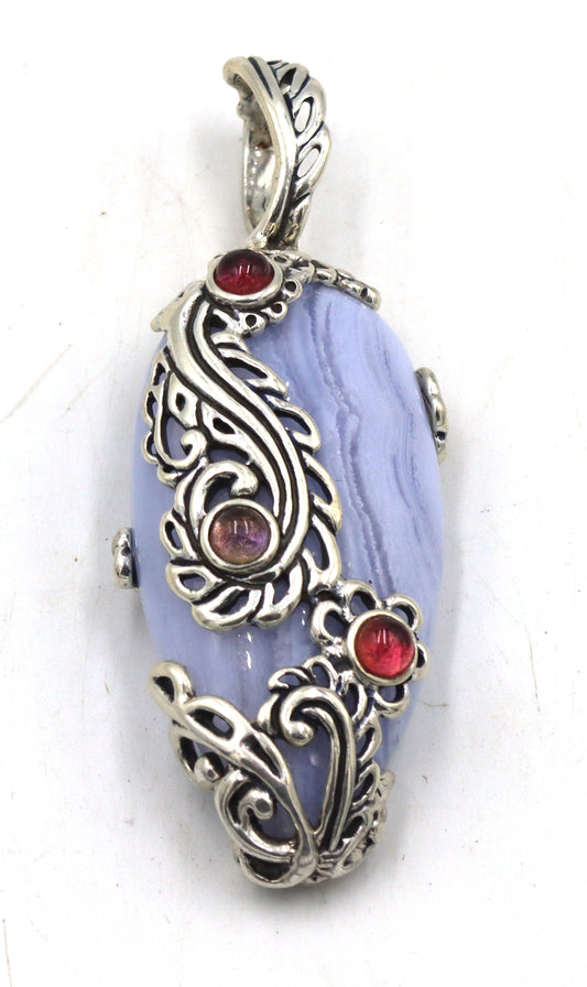 Carolyn Pollack Relios blue lace agate pendant in 925 sterling silver