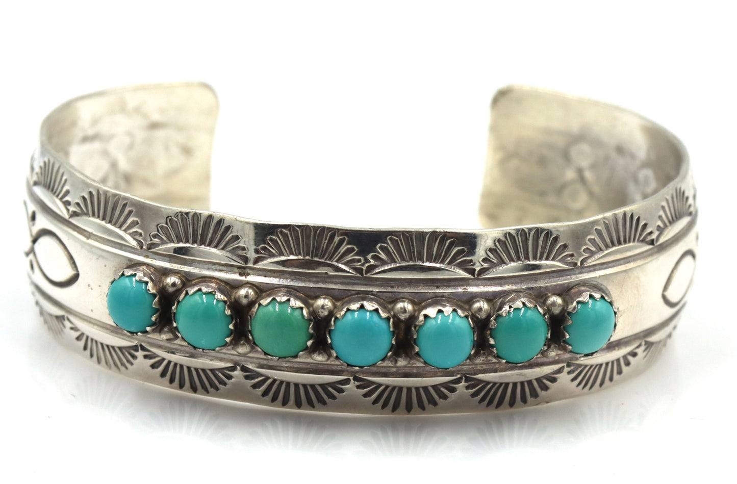 Vintage 925 sterling silver signed turquoise cuff bangle