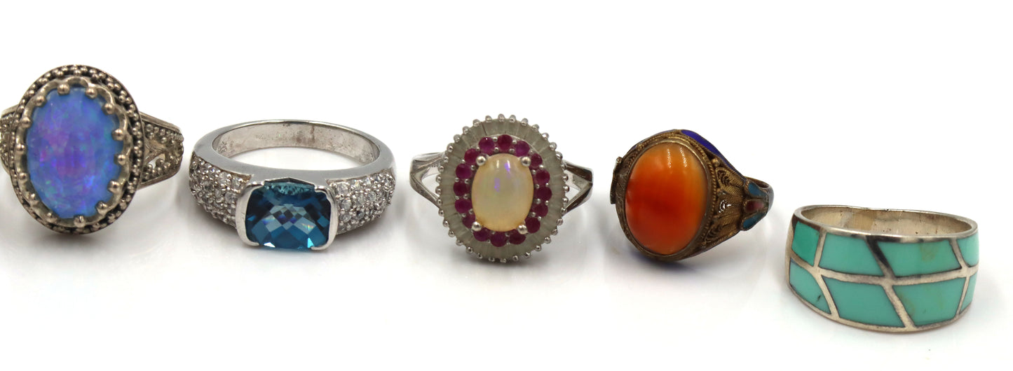 925 Sterling Silver Rings Lot