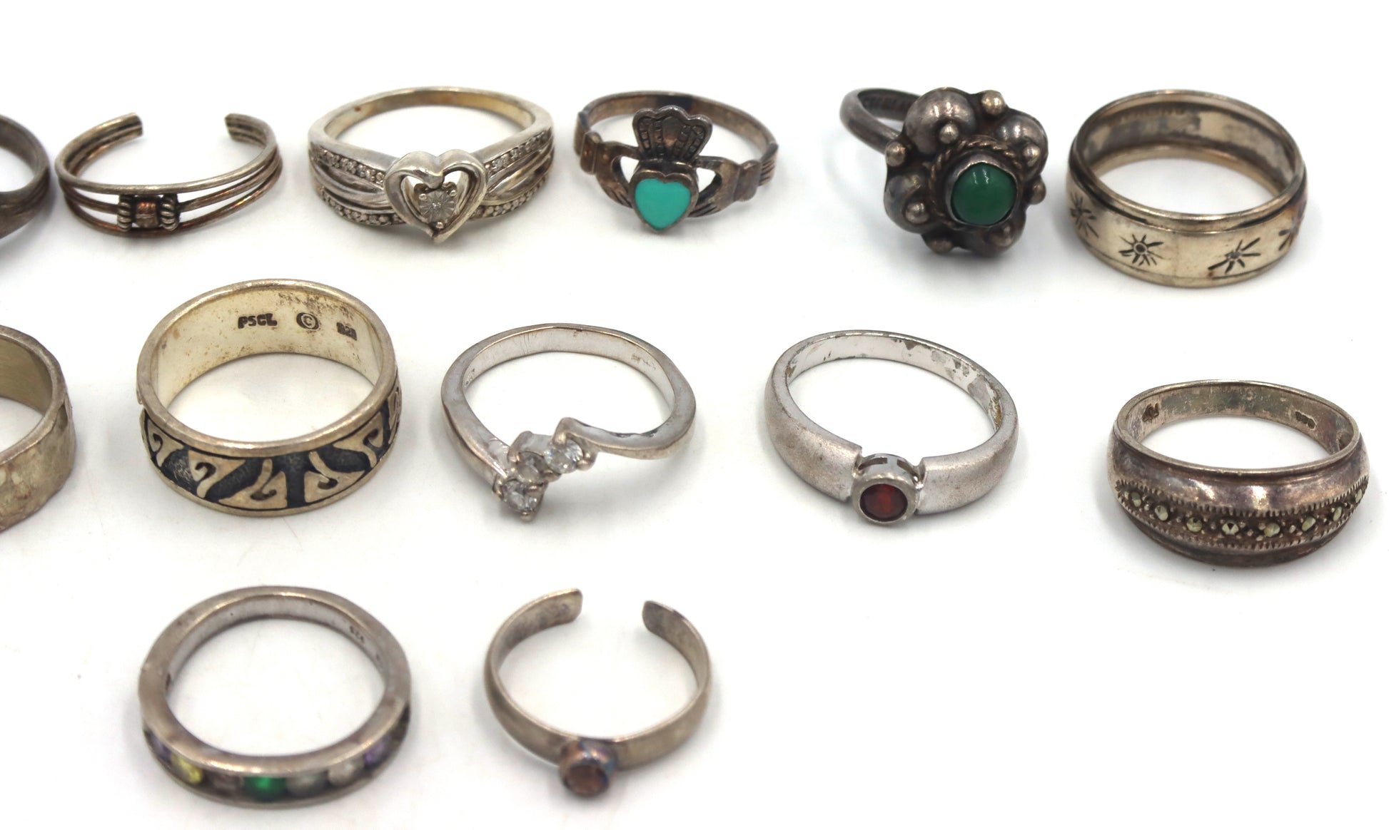 Vintage 925 sterling silver group lot of rings